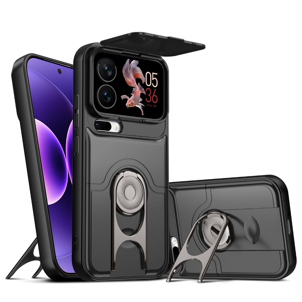 Kickstand Adjustable - เคสโทรศัพท์พร้อมตัวป้องกันเลนส์กล้องแบบเลื่อนได้ สำหรับ Xiaomi 17T Pro 17
