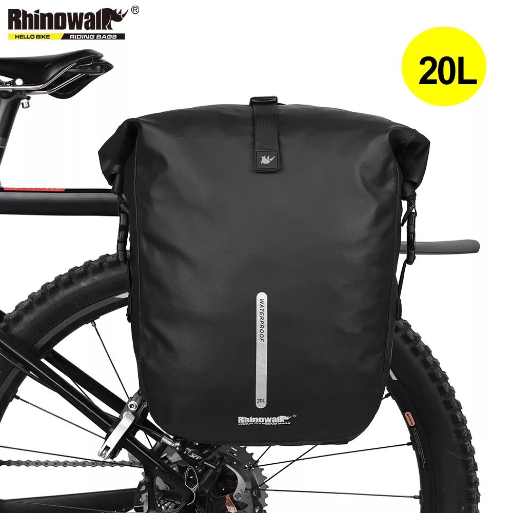 Panniers Waterproof Rear - Rhinowalk จักรยานกันน้ำ Pannier กระเป๋าเป้สะพายหลัง20L Trunk กระเป๋าเดินทางกระเป๋าสำหรับปั่นจักรยานตะกร้า