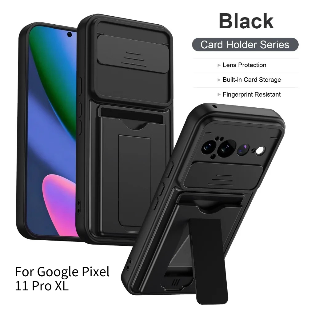 Kickstand Adjustable - เคสโทรศัพท์ป้องกันเลนส์แบบรวมทุกอย่างสำหรับกูเกิล พิกเซล 11 โปร XL กันกระแทกอย่างหนักพร้อมช่องใส่การ์ดและขาตั้งฝาหลัง