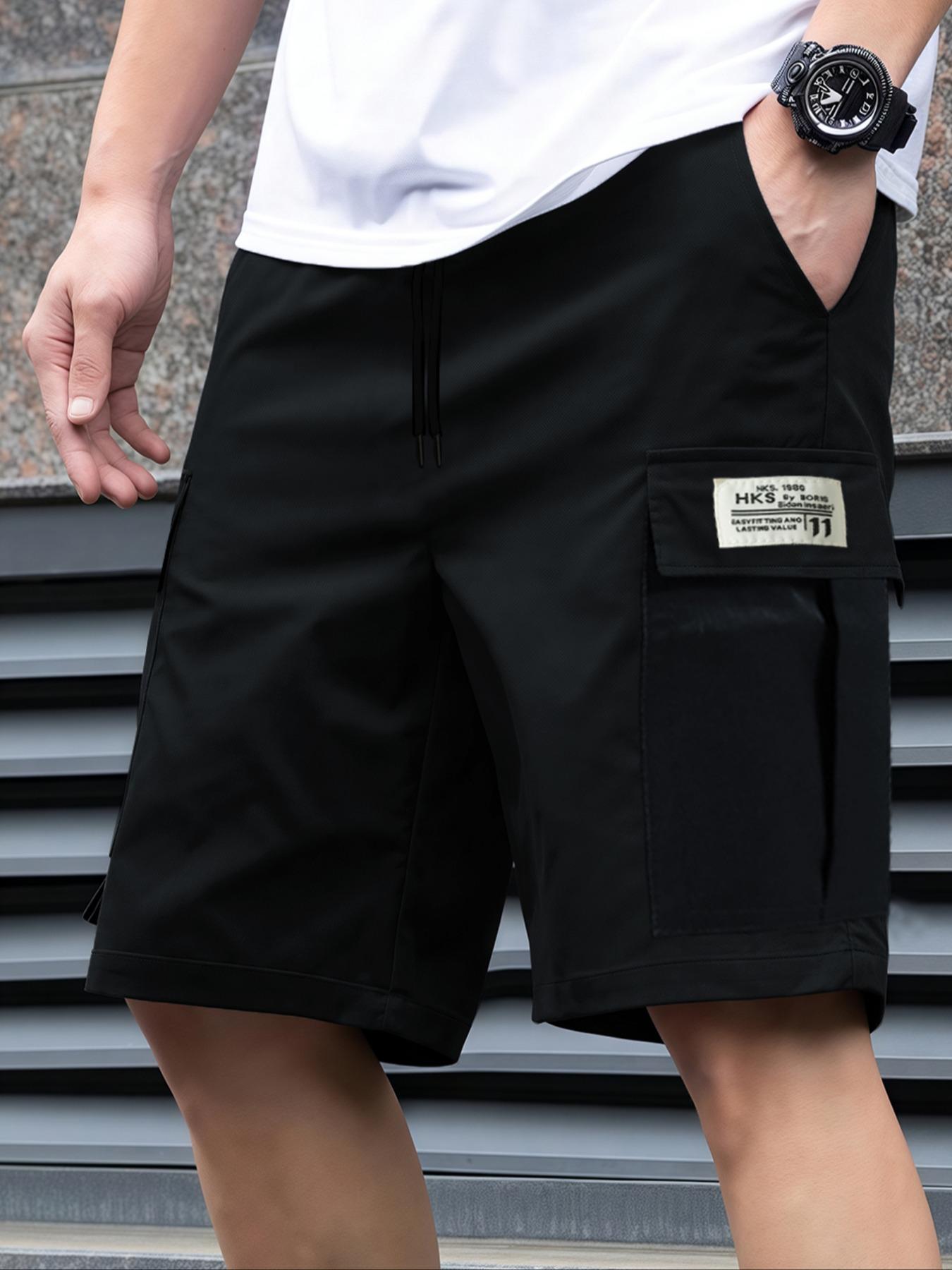 Cycling Commute Pants - กางเกงกีฬาขาสั้นลําลองผู้ชาย ผ้าที่เหมาะกับผิว ดูดซับความชื้นและระบายอากาศได้ดี มีเชือกผูก กางเกงกระเป๋าหลายตบ กางเกงขาสั้นคาร์โก้